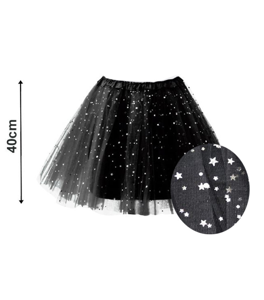 TUTU ESTRELLAS 40CM NEGRO