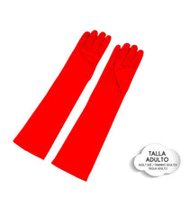 GUANTES SATEN LARGO ROJO