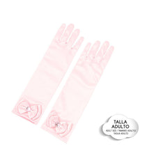 GUANTES PRINCESA CON LAZO ROSA