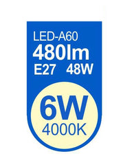 LED ESTANDAR A60 6W E27 LUZ NATURAL