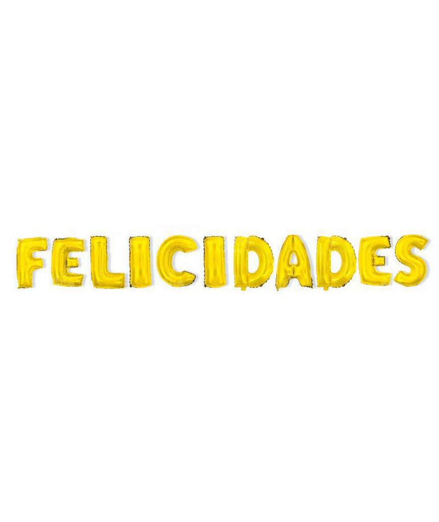 PACK GLOBO MYLAR FELICIDADES ORO