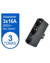 ADAPTADOR DE 3 TOMAS NEGRO - Vencashop