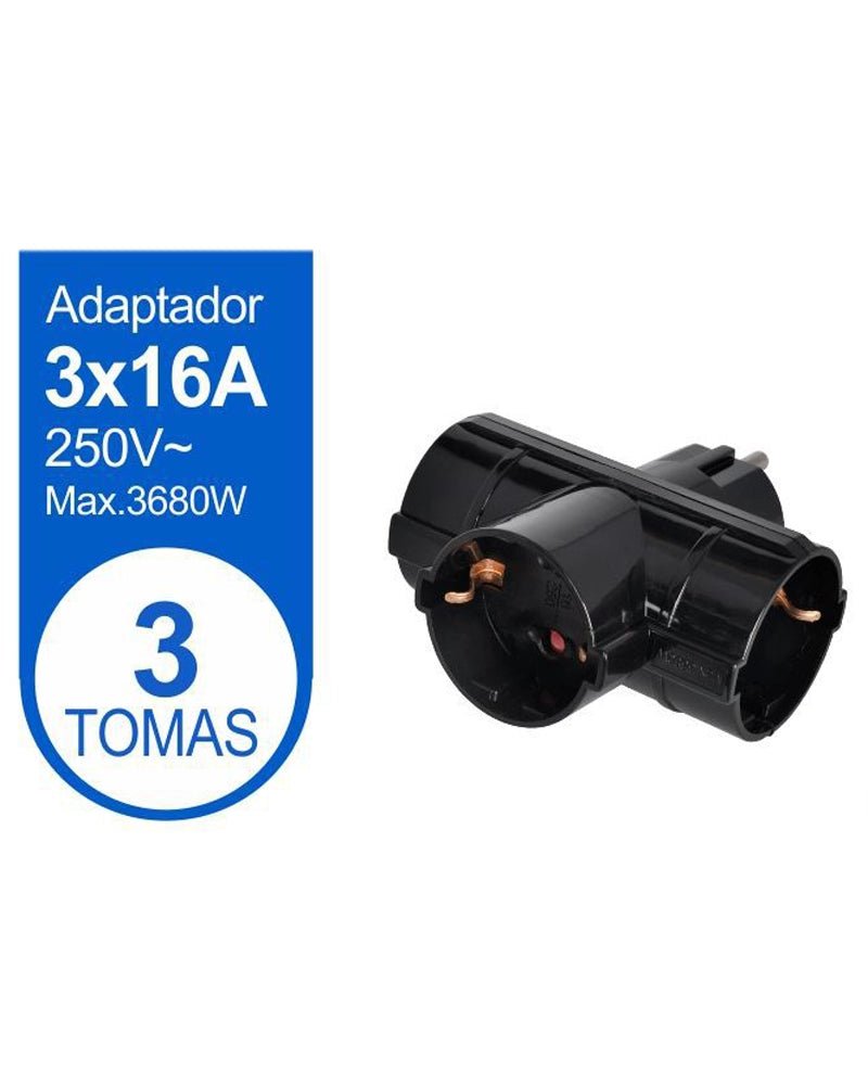 ADAPTADOR MULTIVIA 3 TOMAS NEGRO - Vencashop