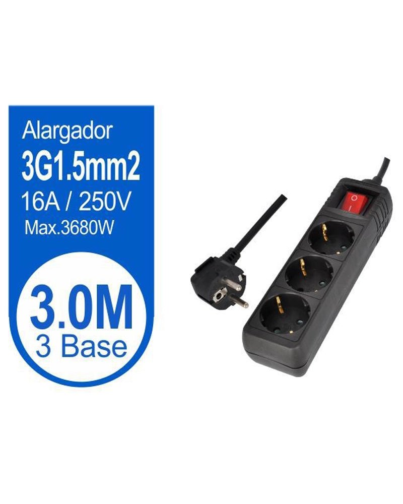 BASE MULTIPLE 3 TOMAS CON INT 3M NEGRO - Vencashop