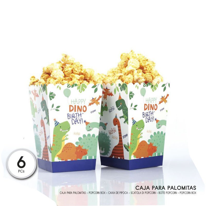 CAJAS DE CARTON PALOMITA DINOSAURIO 6PCS - BlissMarket