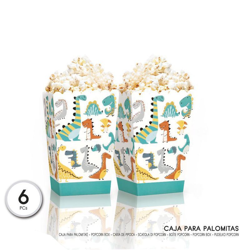 CAJAS DE CARTON PALOMITA DINOSAURIO 6PCS - BlissMarket