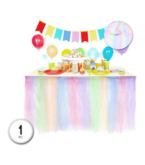 FALDA DE MESA RAINBOW PASTEL CON ESTRELLA 120X80CM - BlissMarket