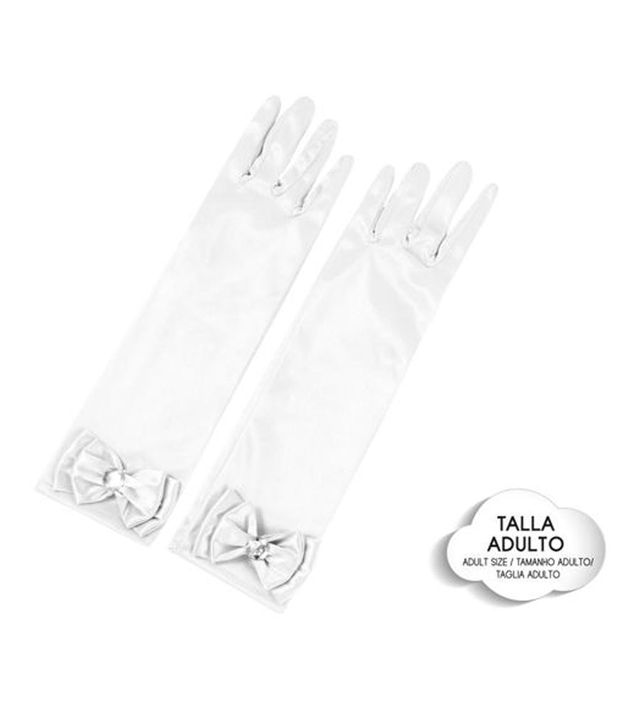 GUANTES PRINCESA CON LAZO BLANCO - BlissMarket