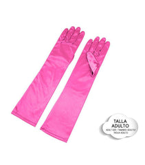 GUANTES SATEN LARGO FUCSIA - BlissMarket