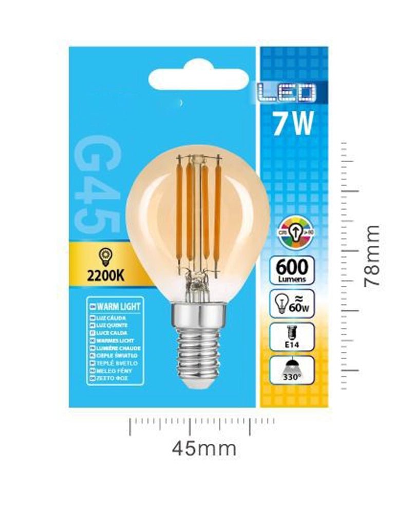 LED FILAMENTO G45 7W E14 LUZ CALIDA - BlissMarket